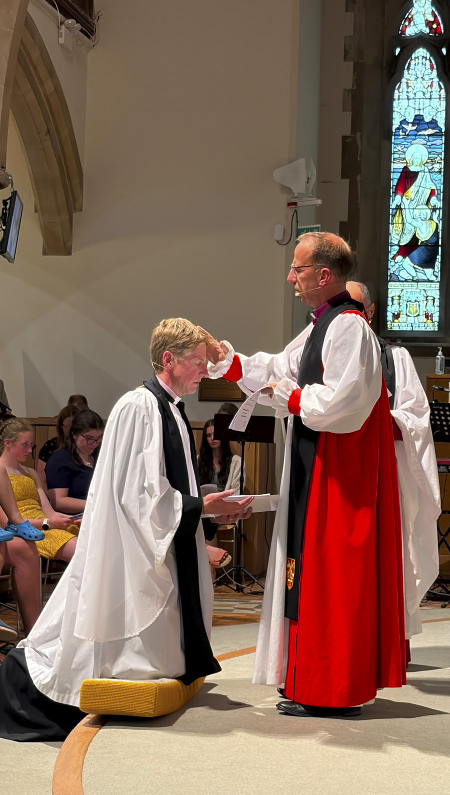 Bishop James prays for Stephen Yates